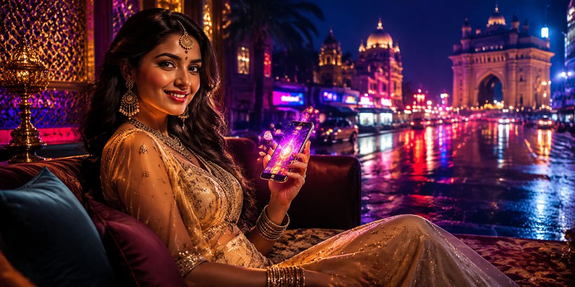 User interacting with mobile casino application at night in Mumbai